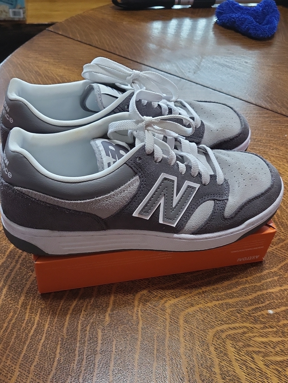 Womens New Balance 480 Gray and Light-Gray Suede